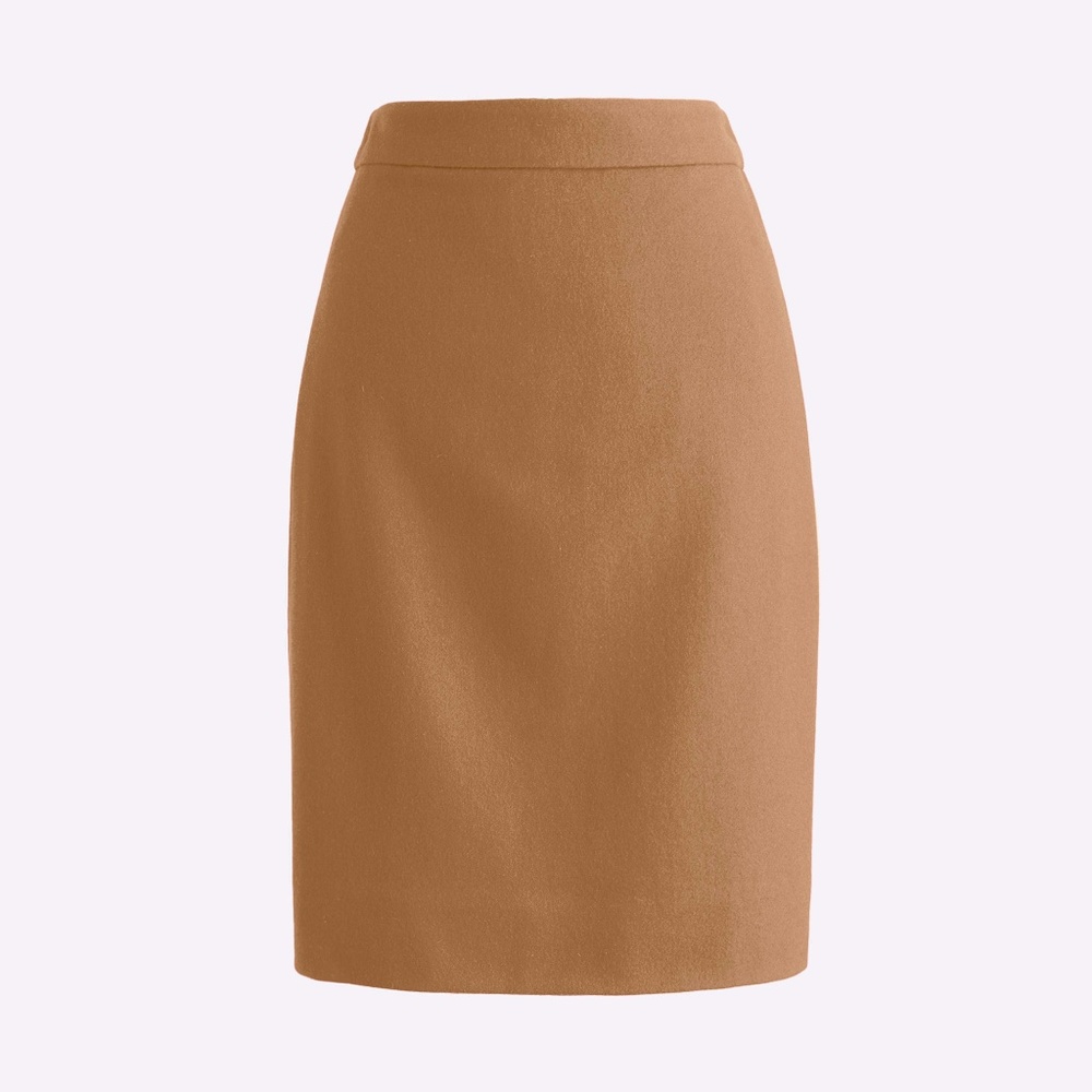 J. CREW tan pencil skirt in double-serge wool