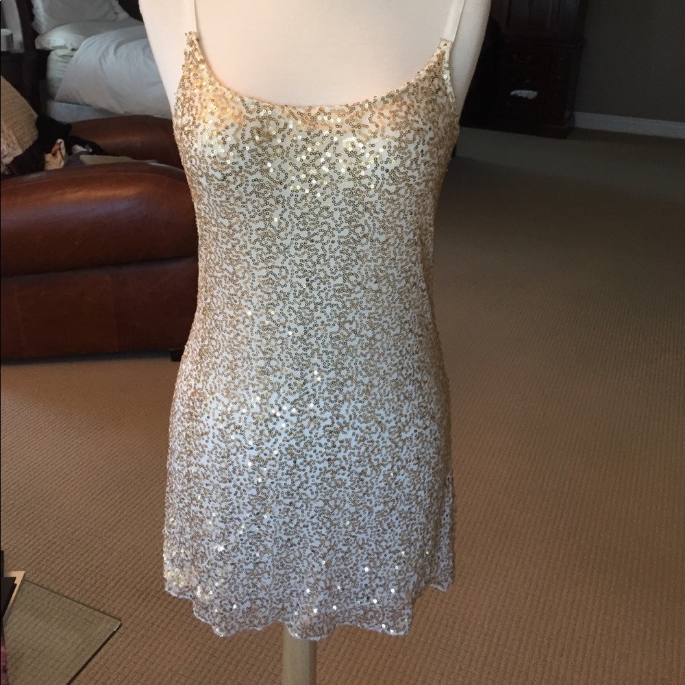 Sheer gold sequin top or mini size small
