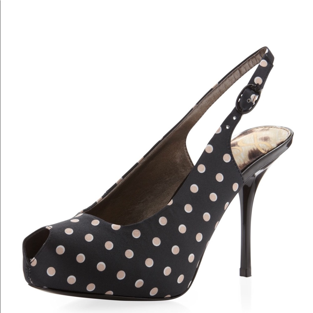 Sam Edelman peep toe polka dot heelsa