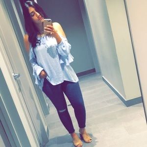 Baby Blue Cold Shoulder Top