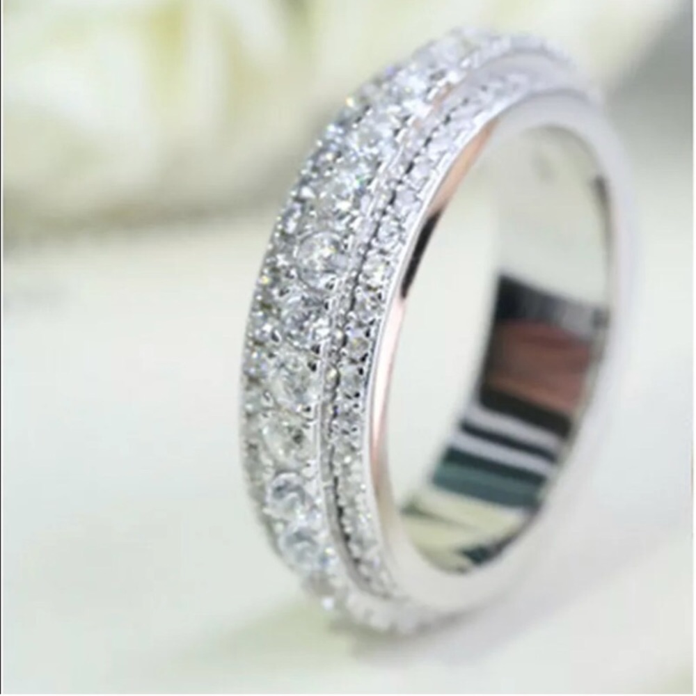 925 Sterling Silver White Sapphire Ring - Picture 3 of 6