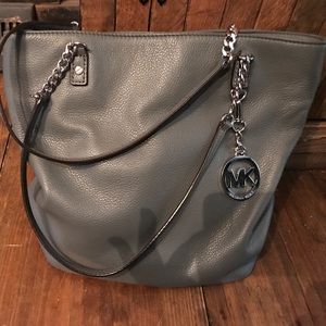 Michael Kors gray leather bag