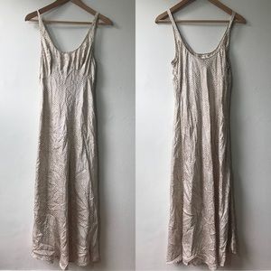 Oscar De La Renta Silk Slip Dress White Gold Large