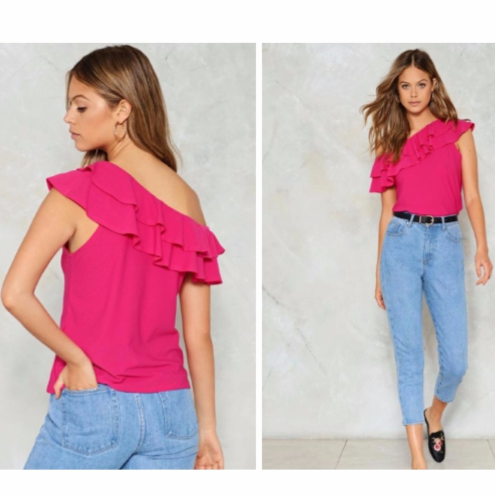 Nasty Gal Night Dancer Fuchsia Ruffle Top - Picture 2 of 3