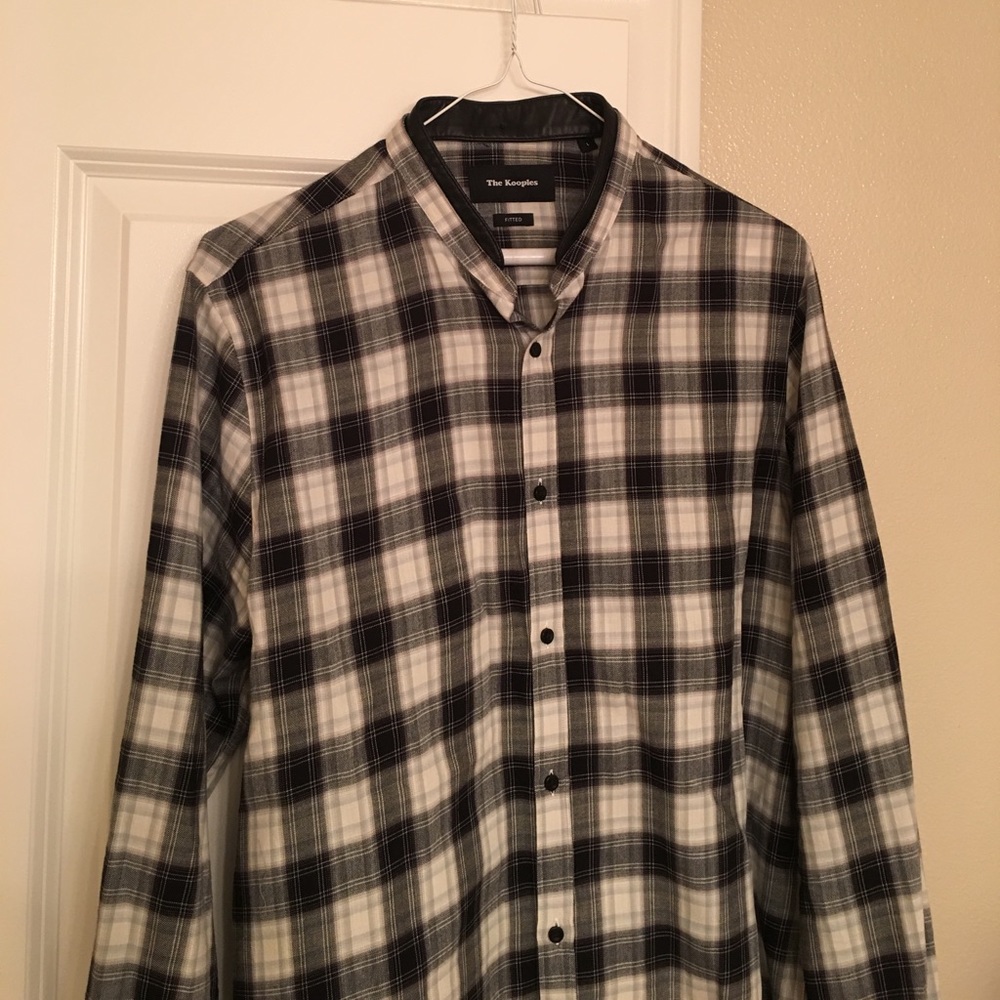 The Kooples 100% cotton flannel w/ lambskin collar