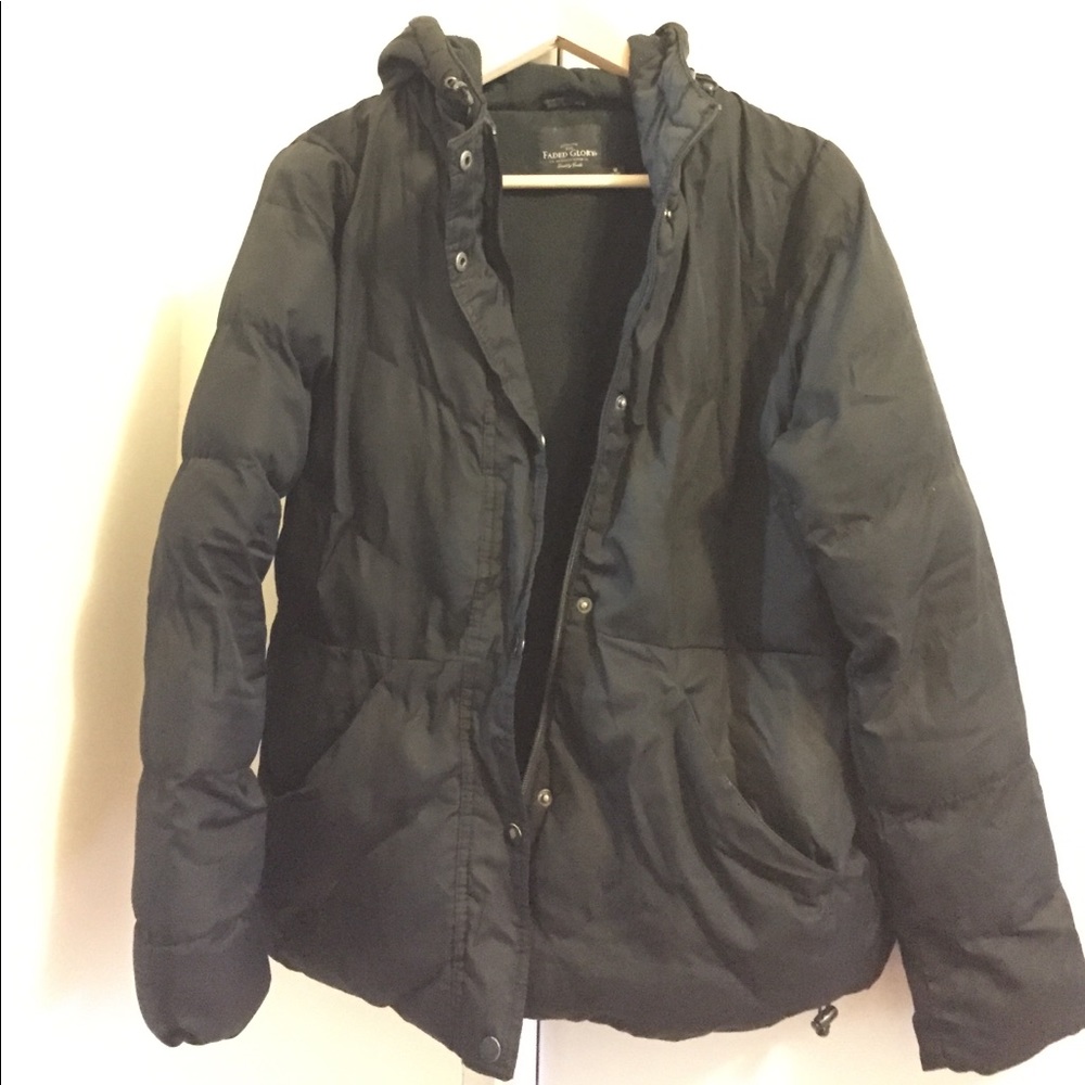 Black puff jacket with hoodie