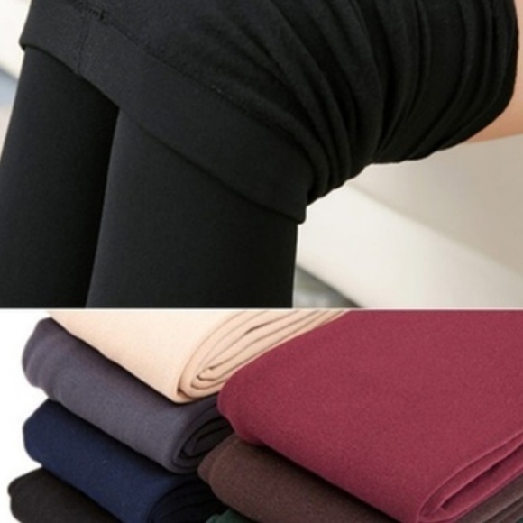 New burgundy fleece leggings under 25 - Picture 2 of 4