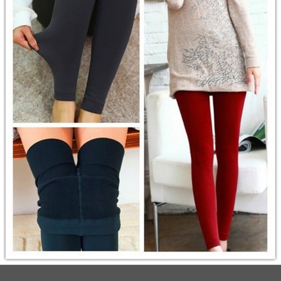 New burgundy fleece leggings under 25 - Picture 3 of 4