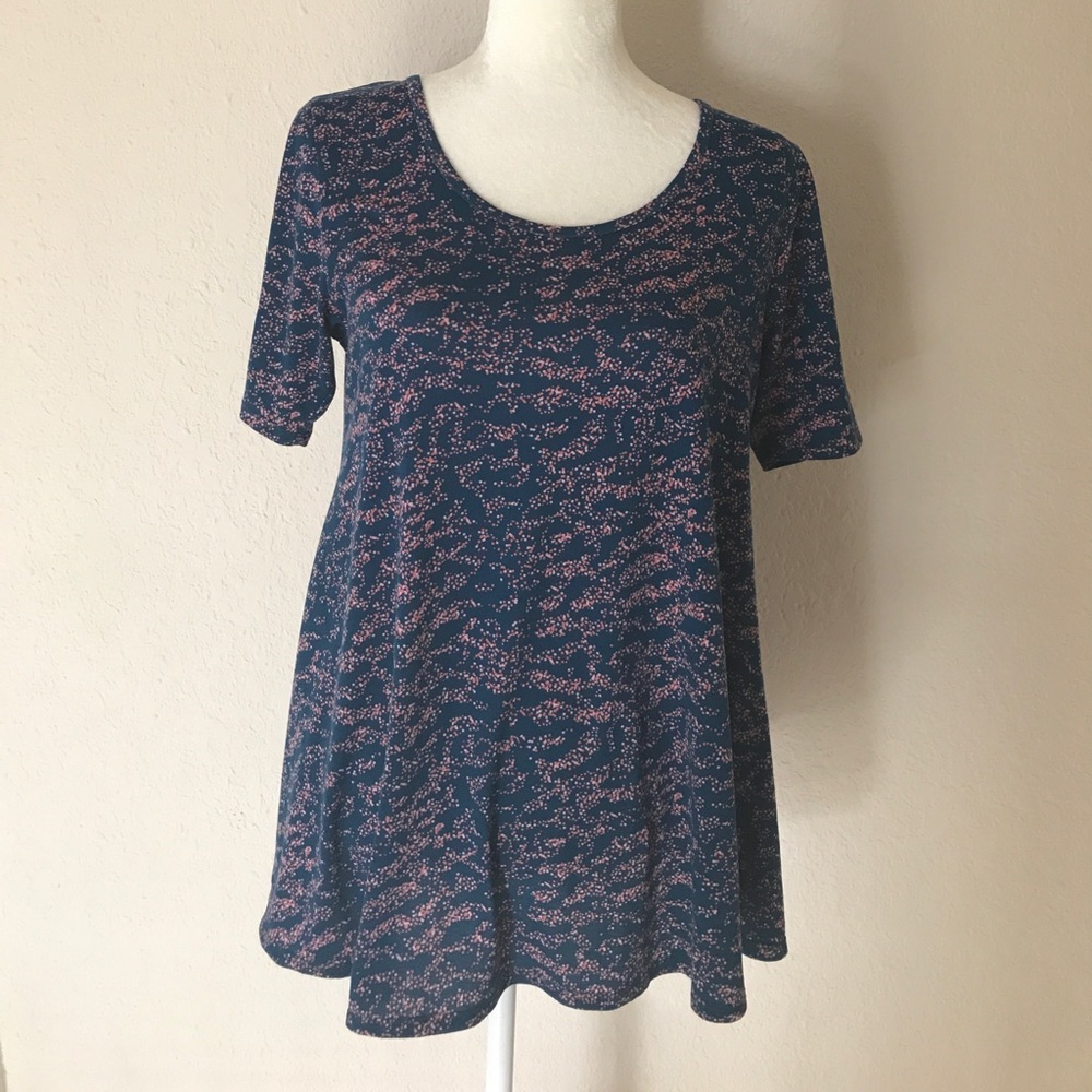 Lularoe Perfect T blue and pink dots