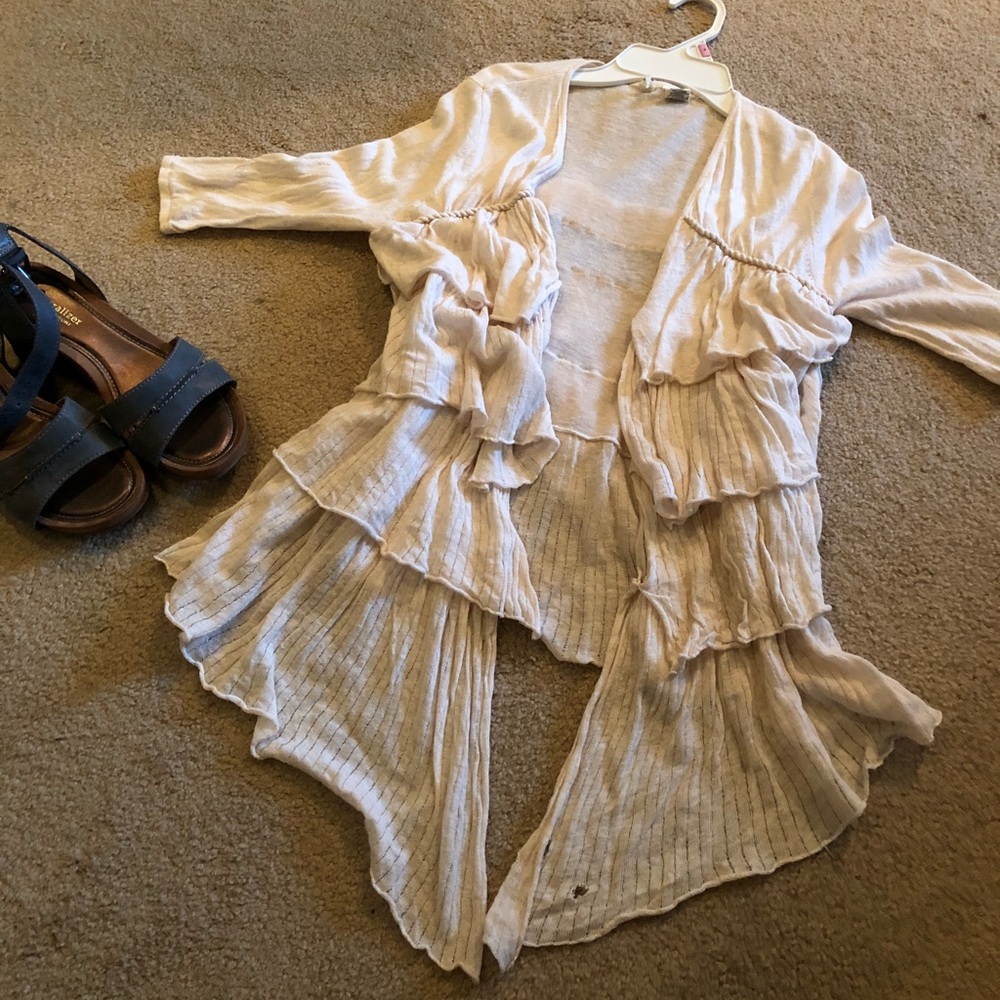 Anthropologie ruffled tier cardigan