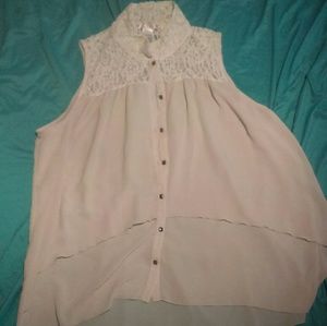 Sheer and Lace Sleeveless Shirt