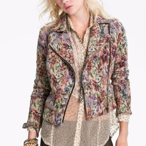 Free People Floral Tapestry Moto Jacket