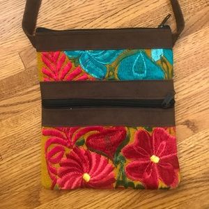 Bright, Bold Embroidered Leather Purse NWOT