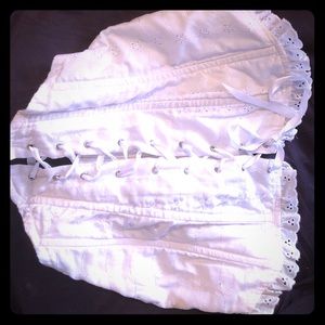 White corset crop top
