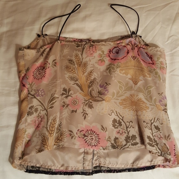 Tracy Reese 100% Silk & Black lace Camisole - Sz 4 - Picture 2 of 7