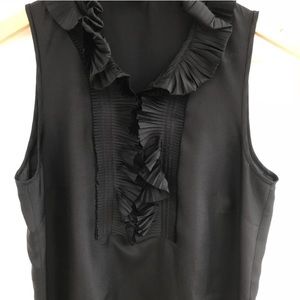 Black silk ruffle blouse