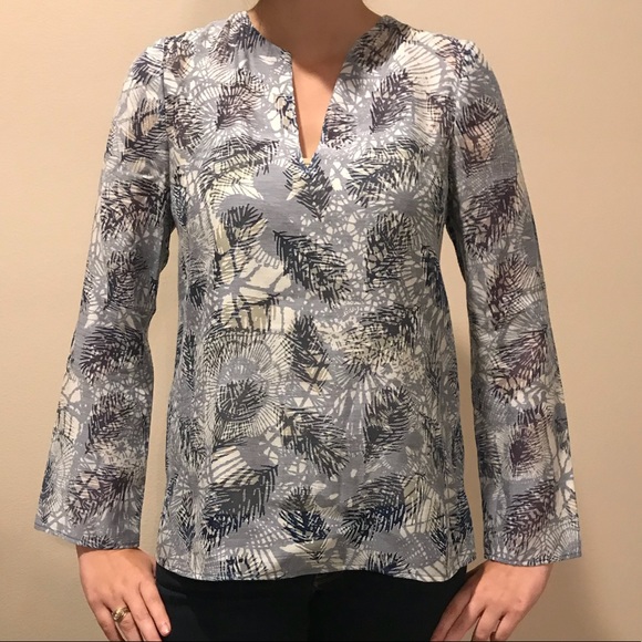 Tory Burch Tops - Tory Burch blue Leaf sheer top