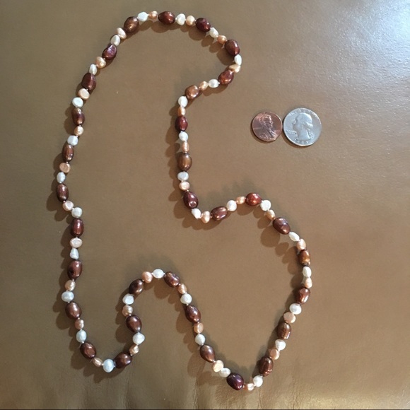 Tan brown and white string of pearls. - Picture 6 of 7