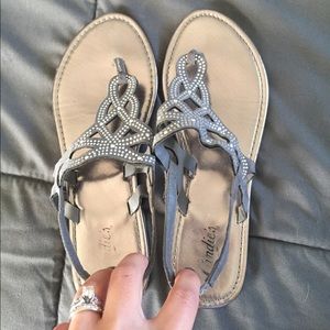 Grey rhinestone accent sandal
