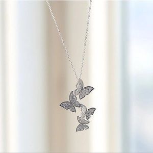 Elegant 100% 925 Silver AAA CZ Butterfly necklace