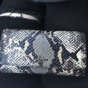Coach Embossed Snakeskin Trifold Wallet