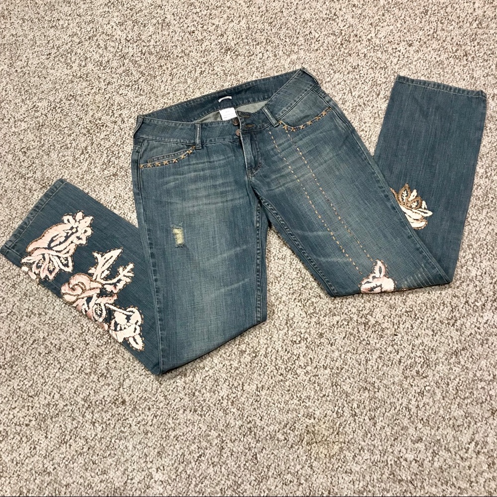New, Unused Embroidered Distressed Jeans