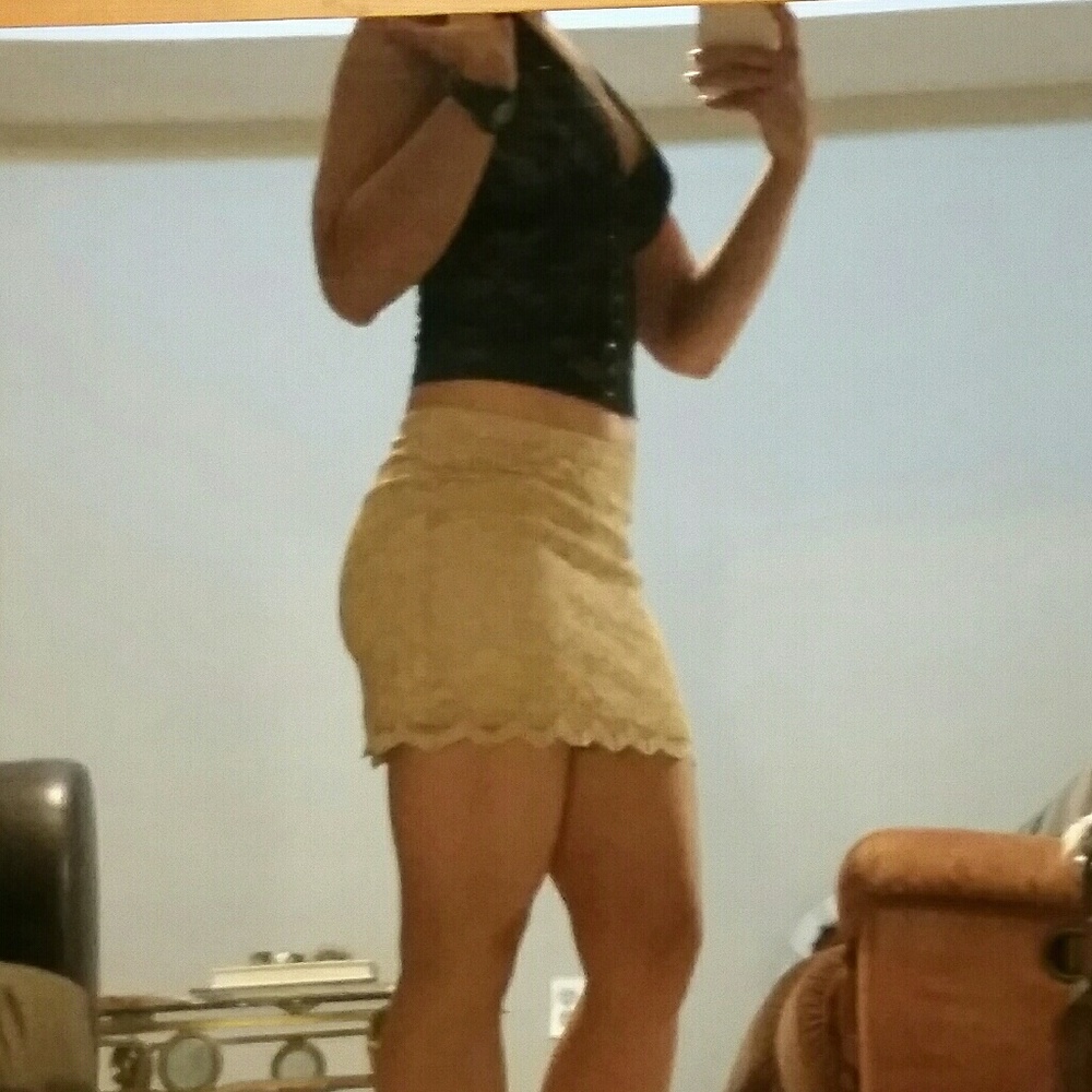 Gold Skirt & Lace Top