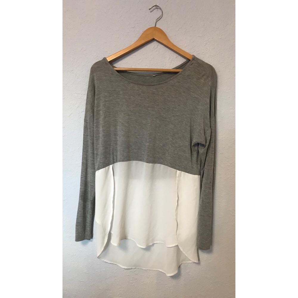 Dual fabric blouse