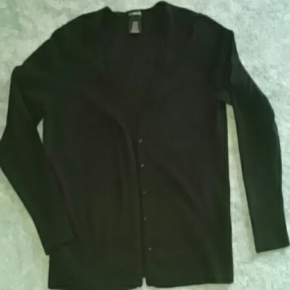 Black v-neck cardigan sweater