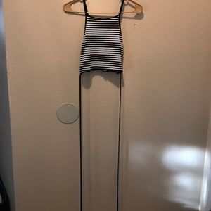 Black and white stripped halter top