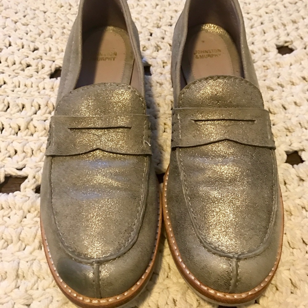 Sale! Johnston & Murphy Metallic Silver Loafers