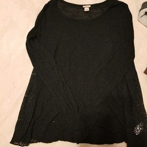 Black sweater with lace detail