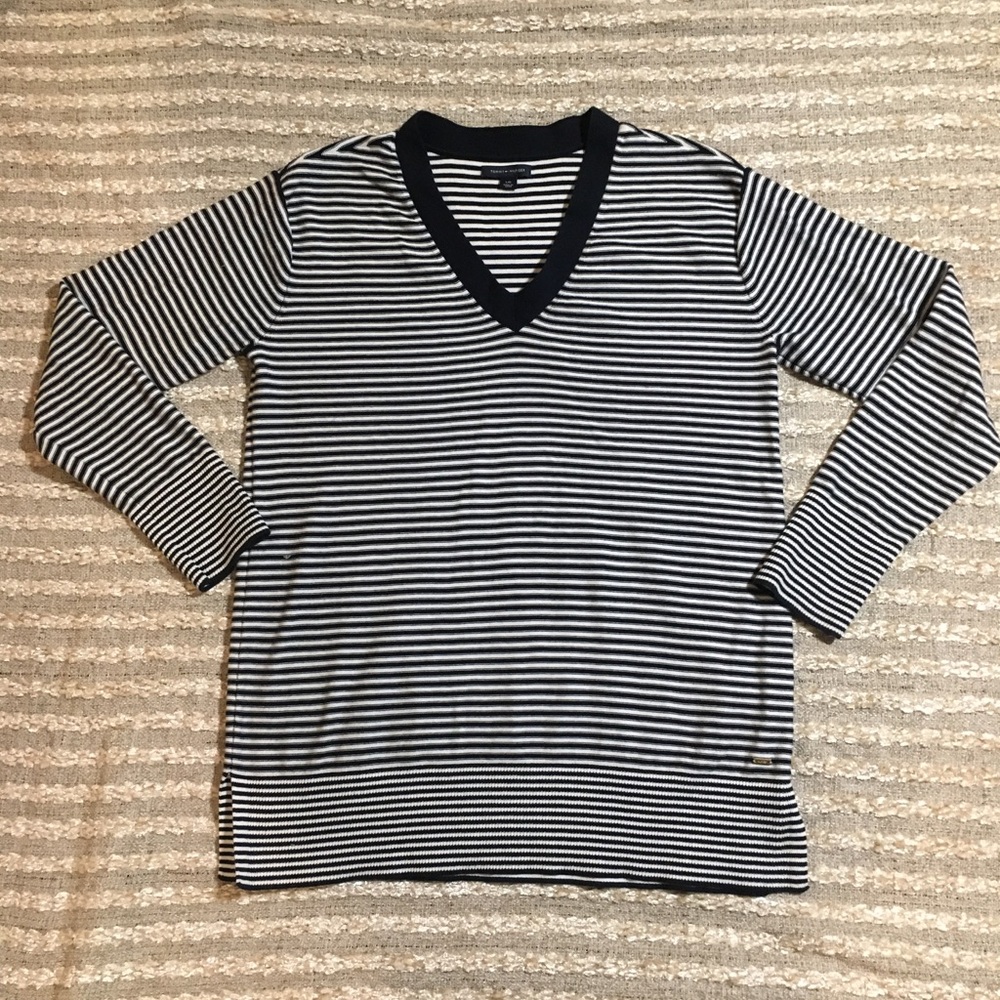 Tommy Hilfiger Navy Blue Striped Sweater