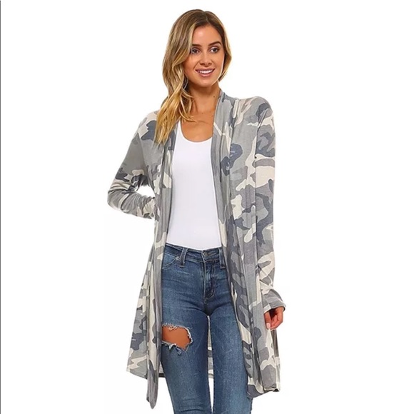 Tops - Last one! Camo long open cardigan