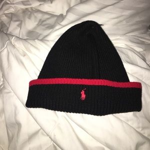 Black and red Ralph Lauren beanie