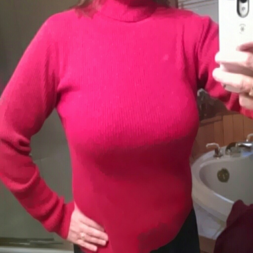 Red sparkly turtleneck sweater