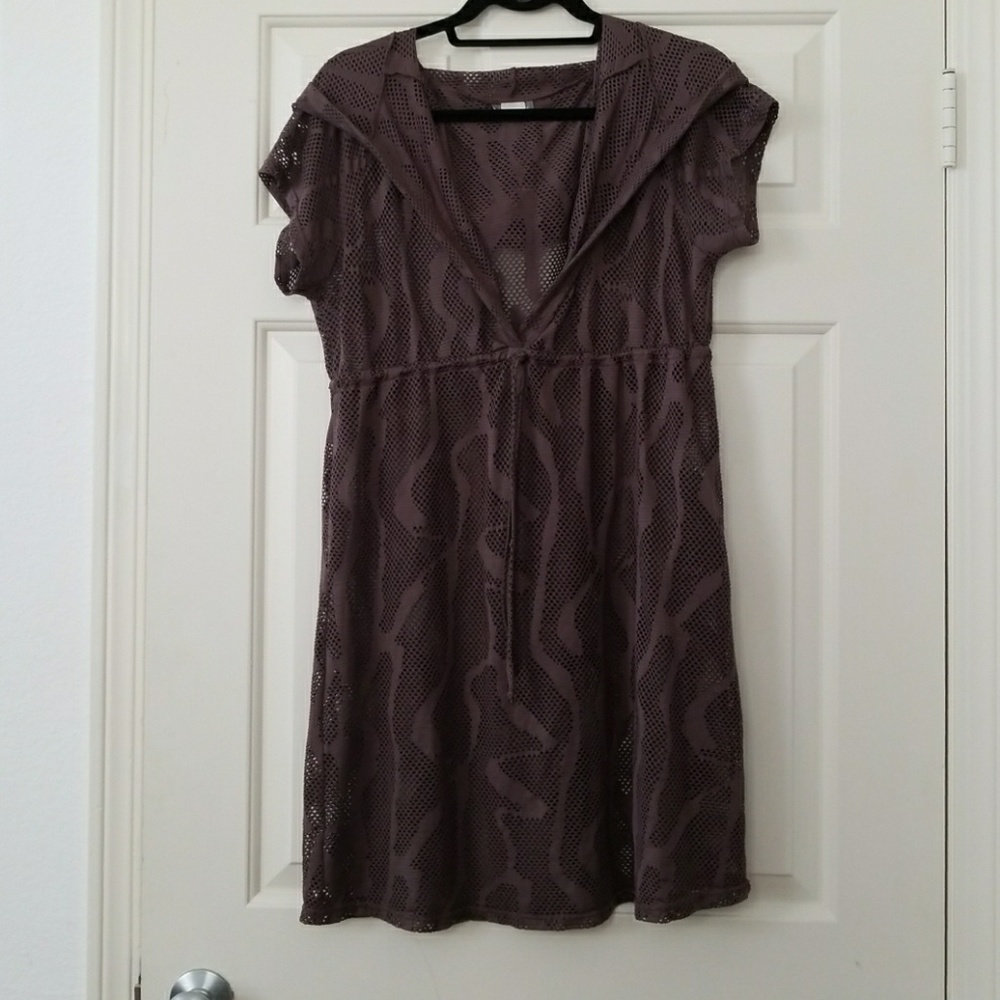 Hoodie mesh cover up dress