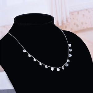 Luxury 100% 925 Silver shining CZ choker necklace