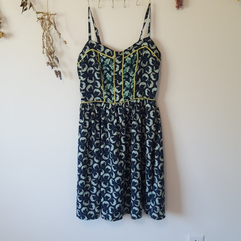 LC blue and green floral dress