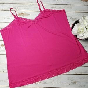 Fashion Bug Pink Lace Trim Cami Tank top Size 3X