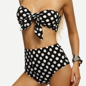 Black & White Polka Dot Bikini High Waisted Retro