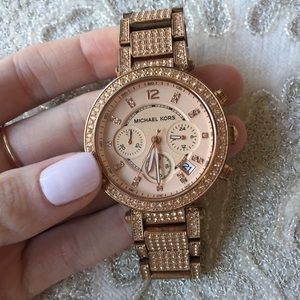 Michael Kors Rose Gold Crystal Chronograph Watch