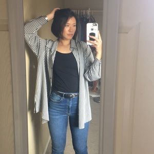 Striped longline button down size medium