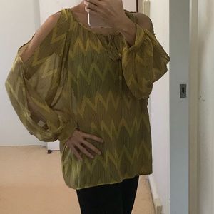 Sheer Cut-Out Shoulder Blouse
