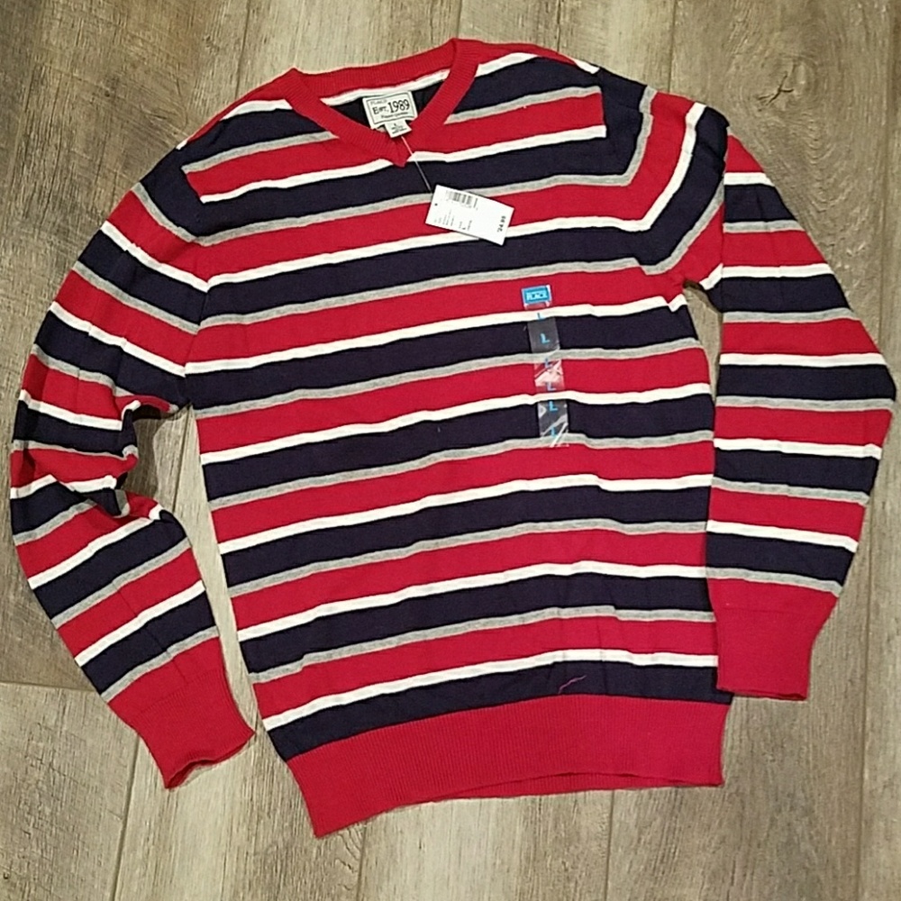 Boys Children's Place Stiped V-Neck Sweater-10/12