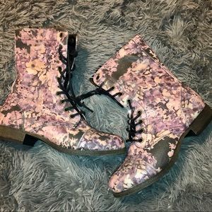 Floral combat boots
