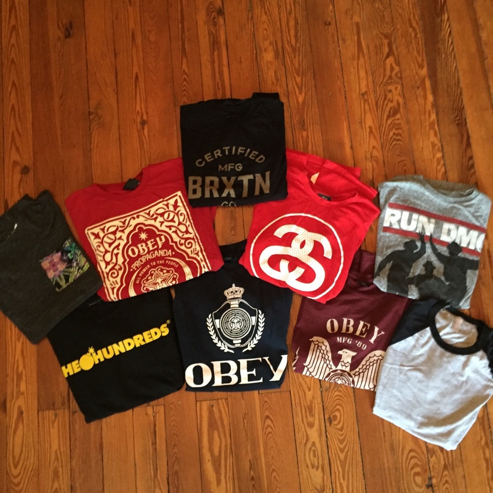 9 Shirts! Obey, stussy, the Hundreds, etc