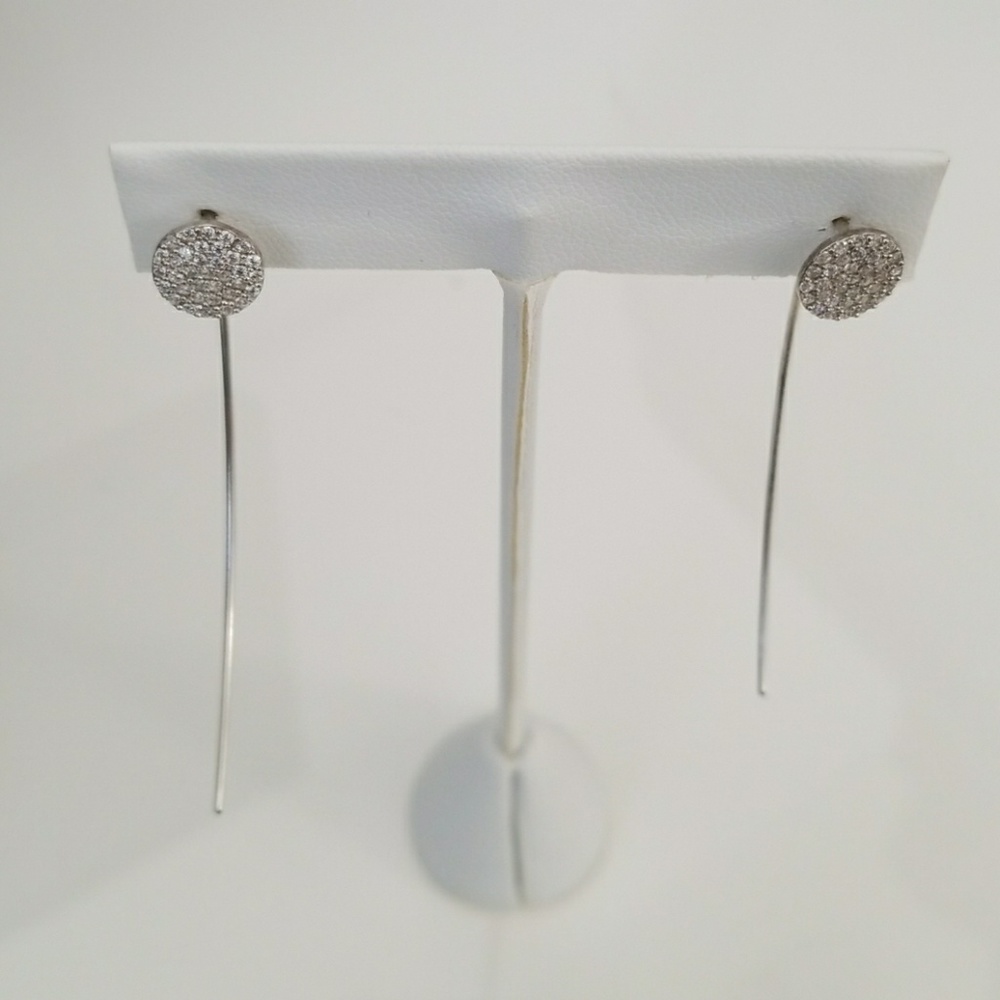 Silver swarovski thread through earrings