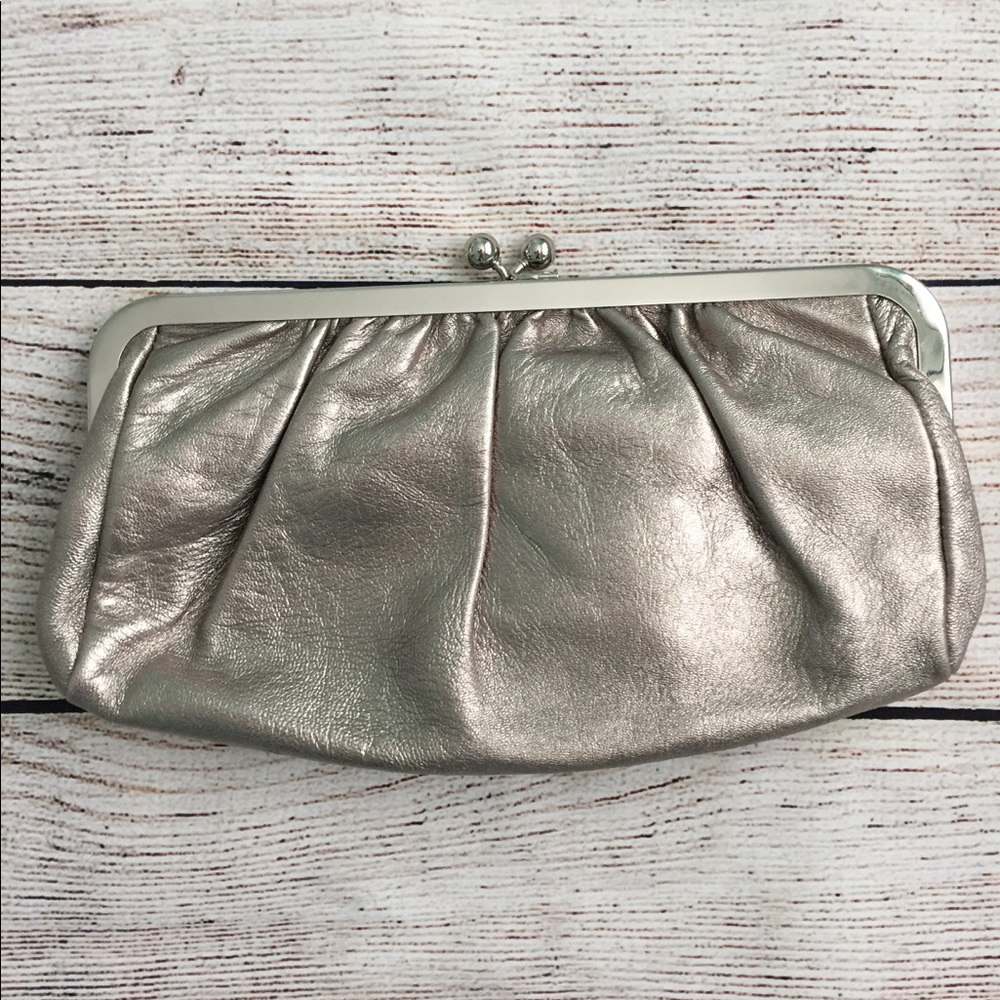 Express Silver Leather Clutch