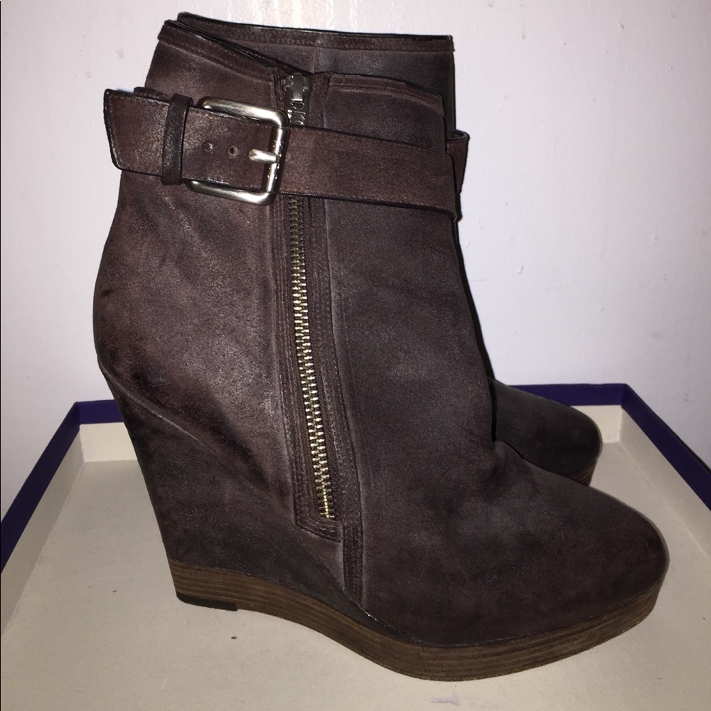 KORS Michael Kors wedge booties with zip & buckle